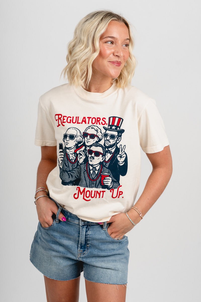 USA regulators comfort colors t-shirt natural - Trendy T-shirt - Cute American Summer Collection at Lush Fashion Lounge Boutique in Oklahoma City