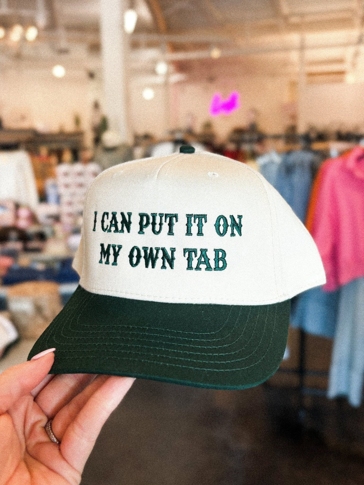I can put it on my own tab hat natural/green - Trendy T-Shirts for St. Patrick's Day at Lush Fashion Lounge Boutique in Oklahoma City