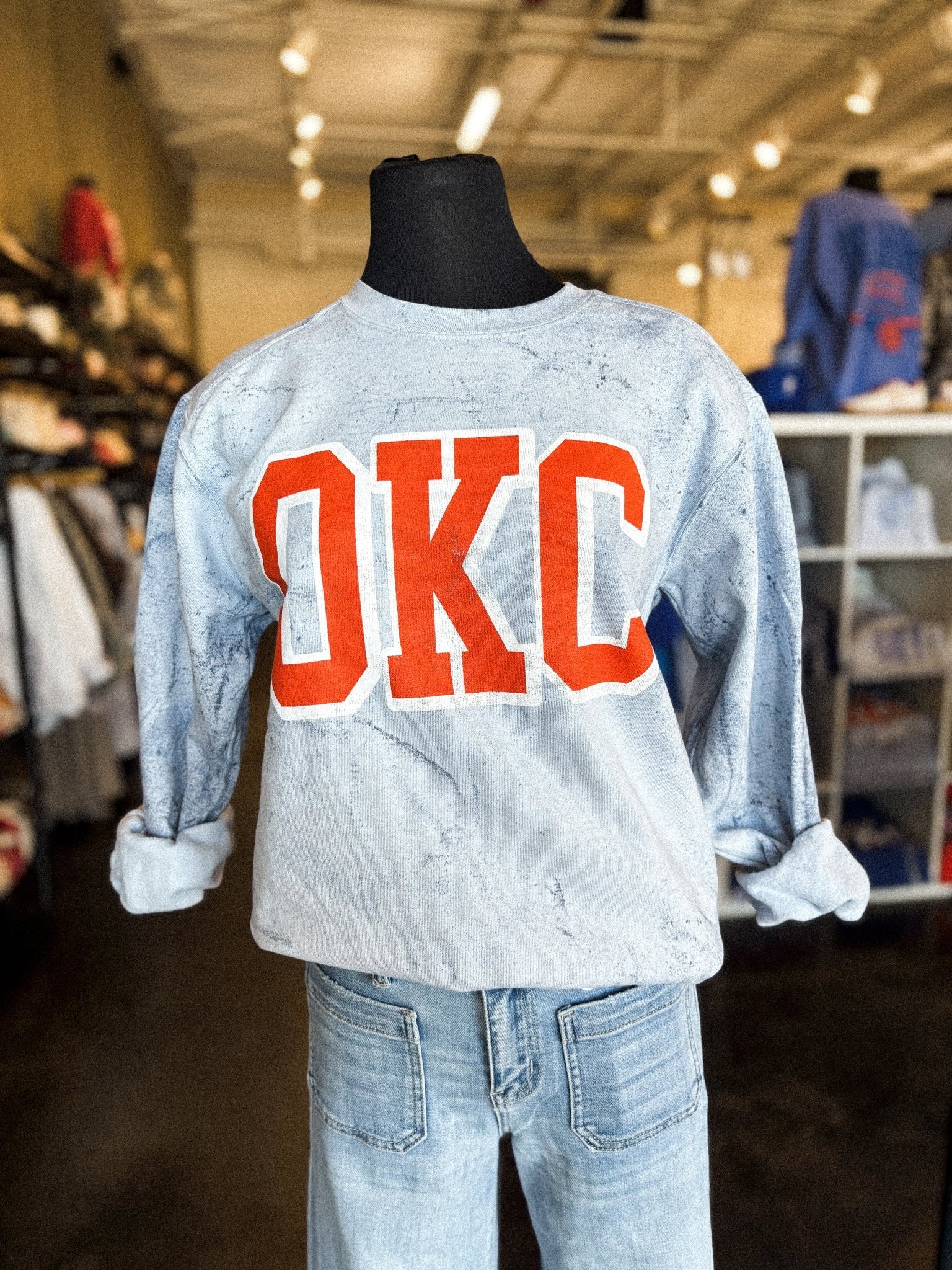 OKC tie dye sweatshirt ocean - Oklahoma City inspired graphic t-shirts at Lush Fashion Lounge Boutique in Oklahoma City