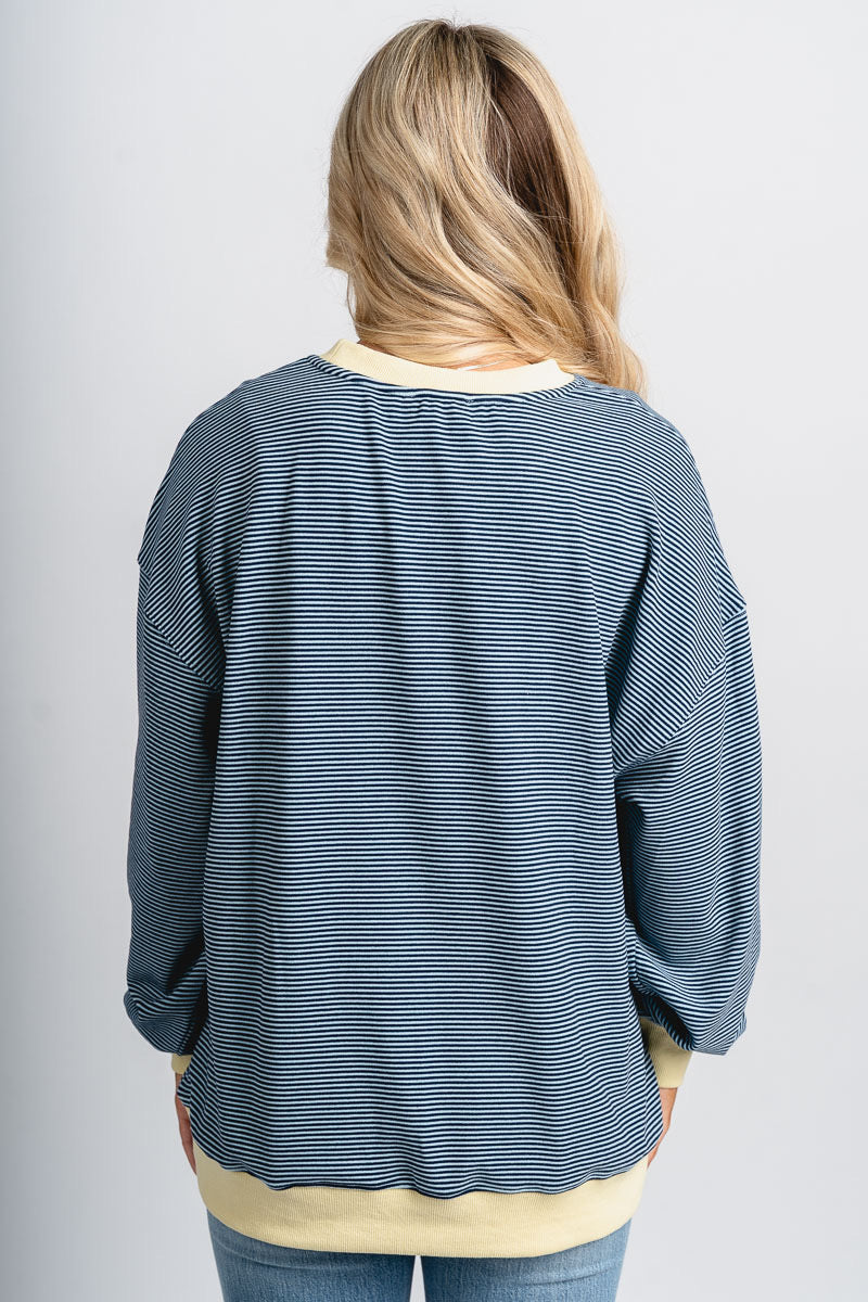 Striped sweatshirt light blue/navy