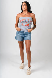 OSU OSU Cowboys football icon tube top grey top | Lush Fashion Lounge Trendy Oklahoma State Cowboys Apparel & Cute Gameday T-Shirts