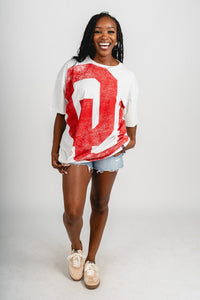 OU OU OKLA Lawson logo oversized t-shirt white T-shirt | Lush Fashion Lounge Trendy Oklahoma University Sooners Apparel & Cute Gameday T-Shirts