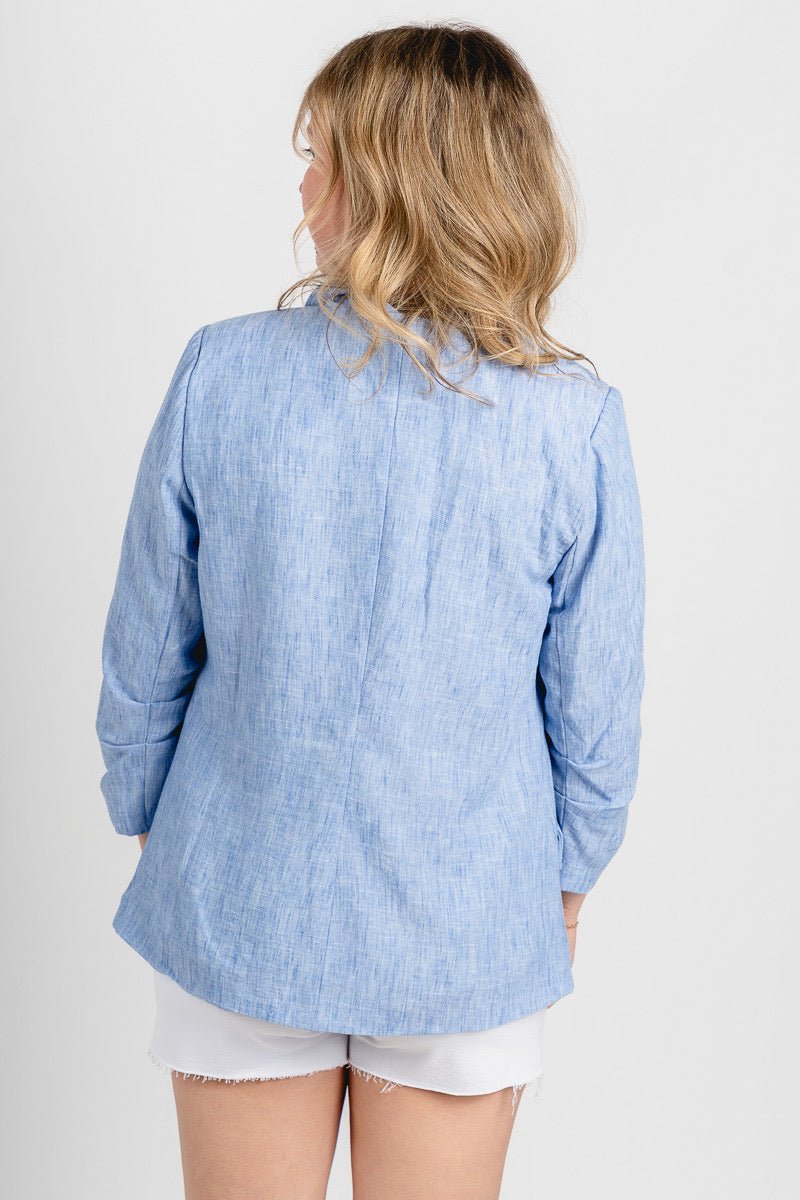 Chambray blazer light blue