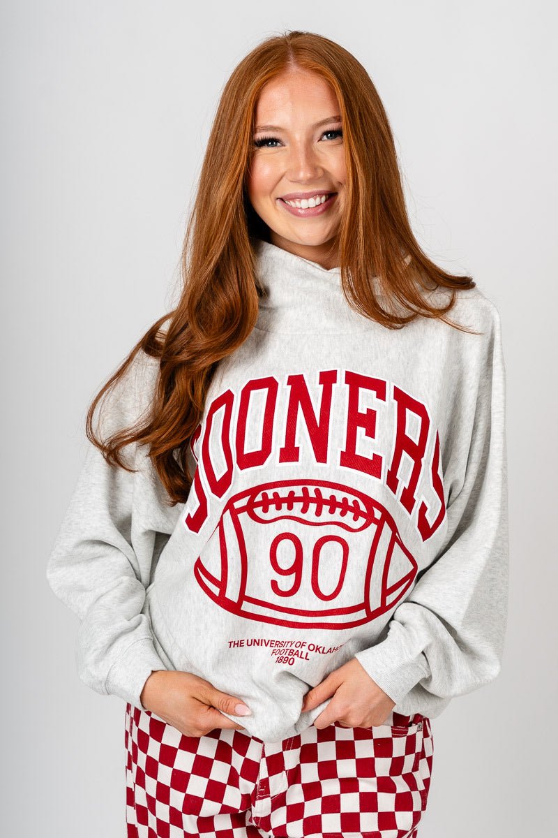 OU Sooners campus mock neck sweatshirt grey