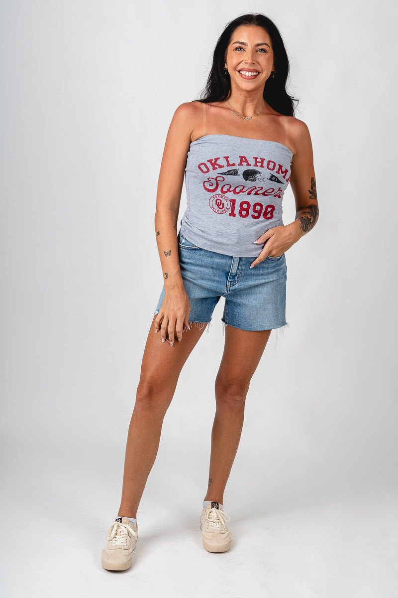 OU OU Sooners football icon tube top grey top | Lush Fashion Lounge Trendy Oklahoma University Sooners Apparel & Cute Gameday T-Shirts