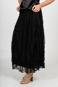 Lace midi skirt black | Lush Fashion Lounge: boutique fashion skirts, affordable boutique skirts, cute affordable skirts