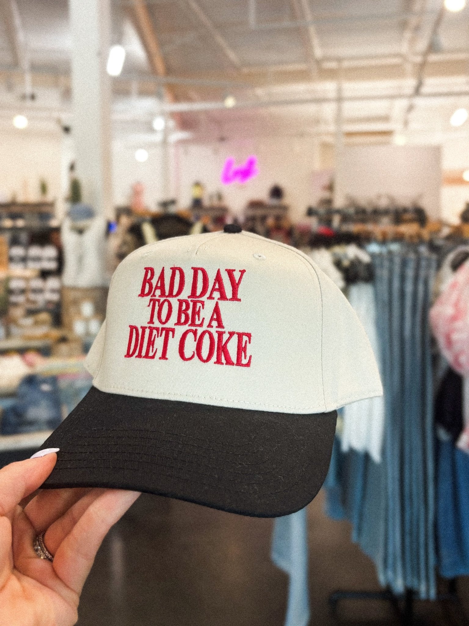 Bad day to be a Diet Coke hat natural/black - Trendy Gifts at Lush Fashion Lounge Boutique in Oklahoma City