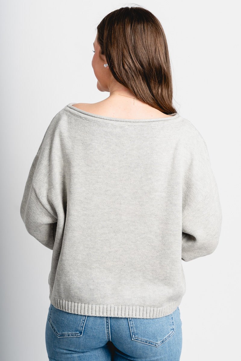 Wide neck sweater heather grey