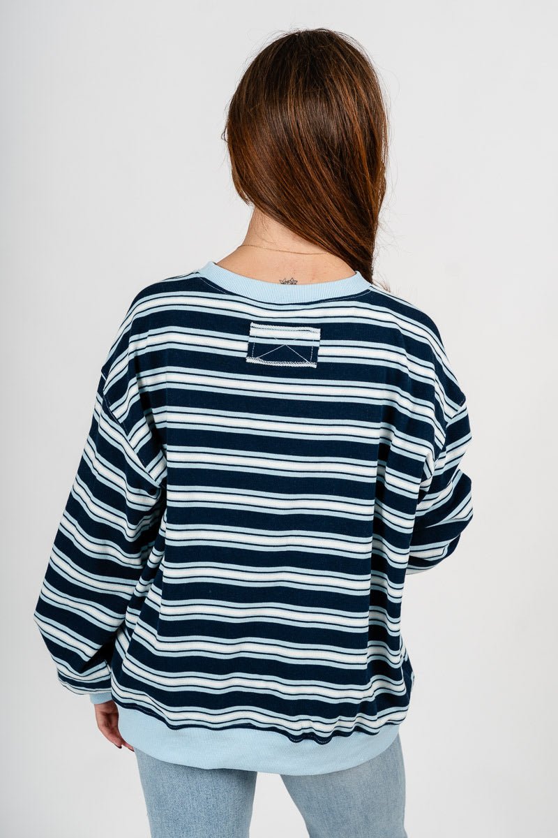 Striped oversized sweatshirt navy/light blue