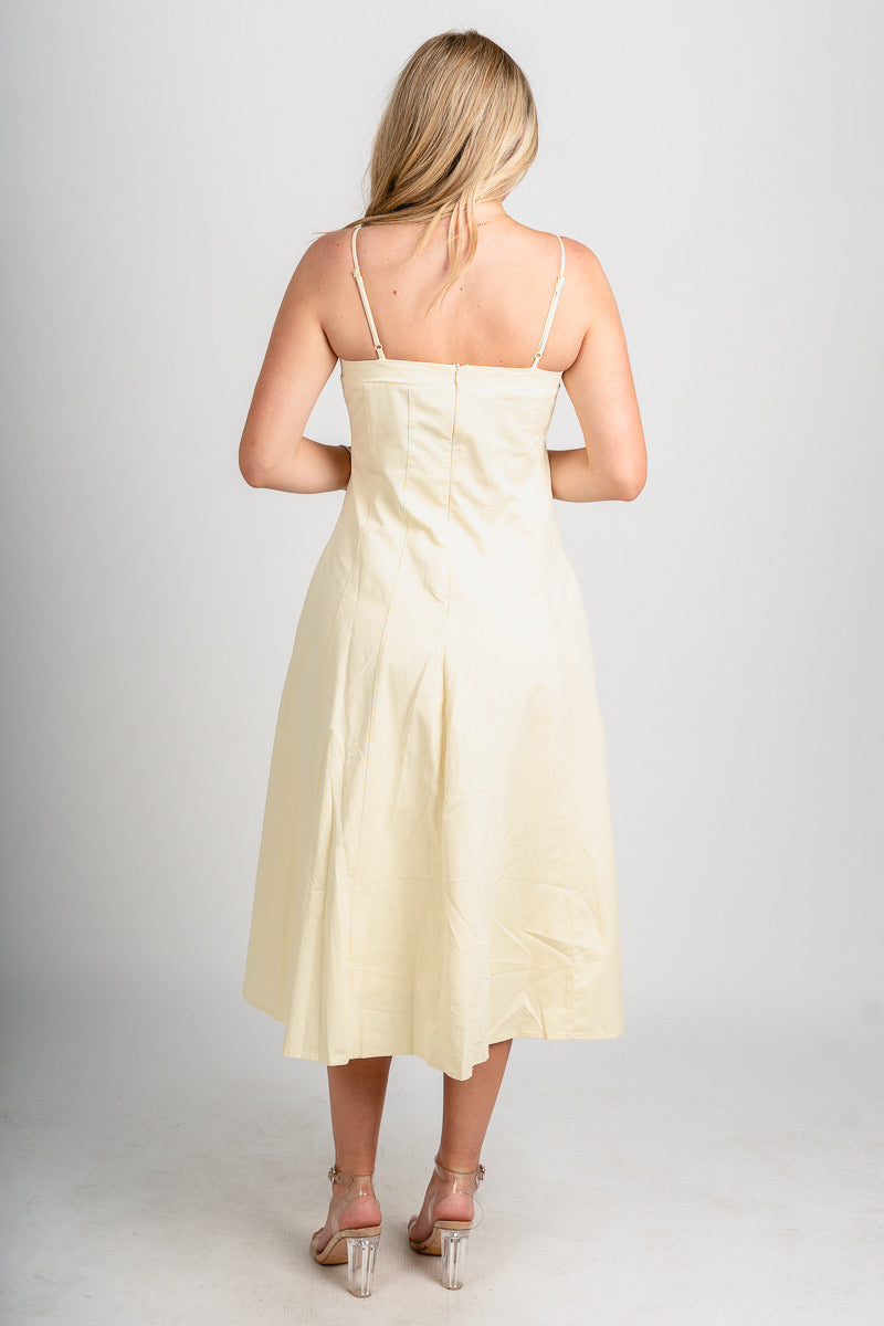 Sleeveless midi dress butter Stylish dress - Womens Fashion Dresses at Lush Fashion Lounge Boutique in Oklahoma City