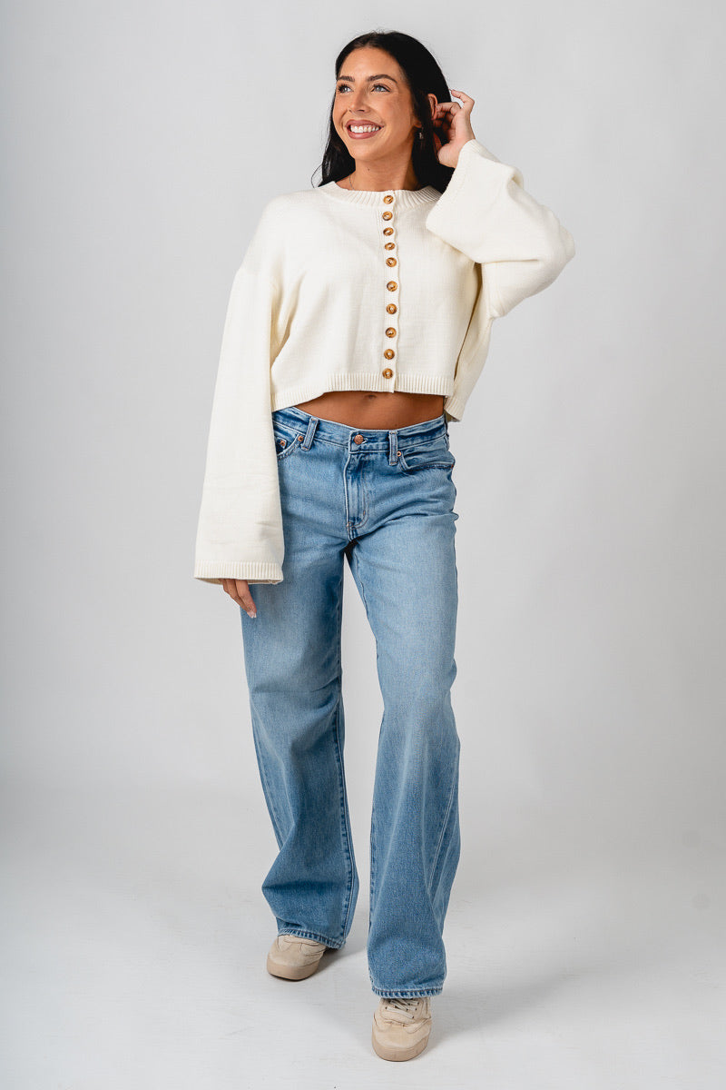 Button sweater cardigan bone