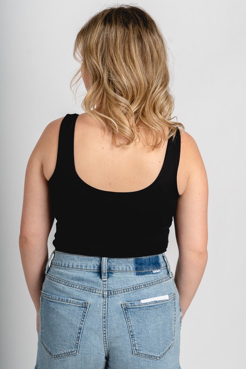 Scoop neck bodysuit black