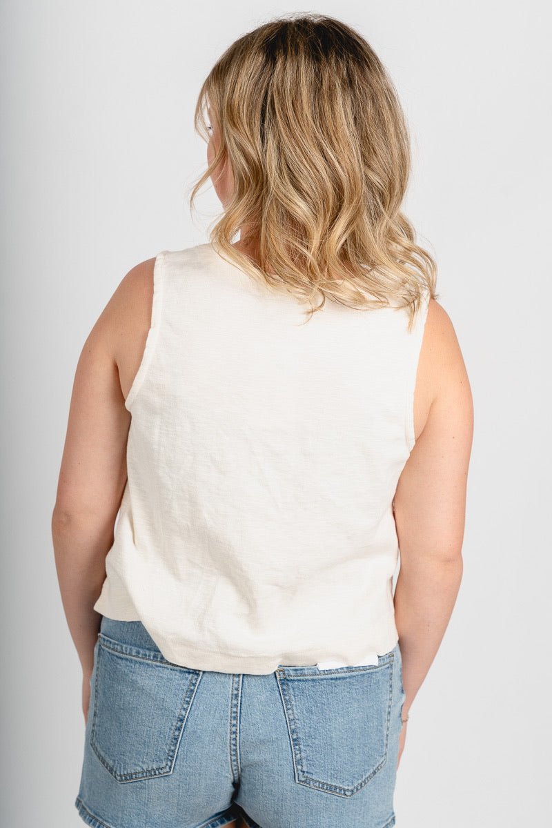 Boxy crop tank top cream