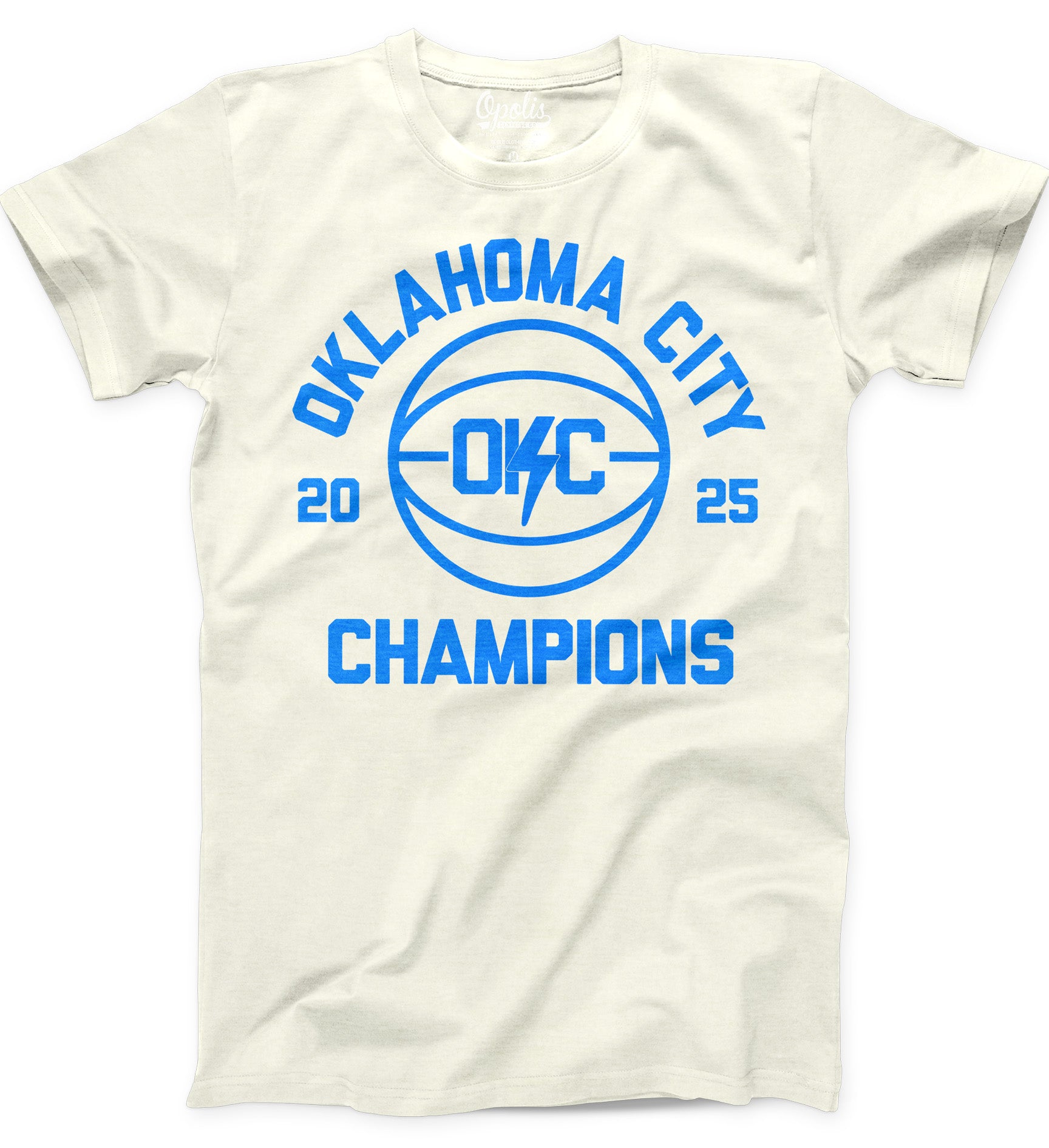 OKC basketball champions basketball bolt t-shirt 2025 natural PREORDER - Trendy OKC Apparel at Lush Fashion Lounge Boutique in Oklahoma City