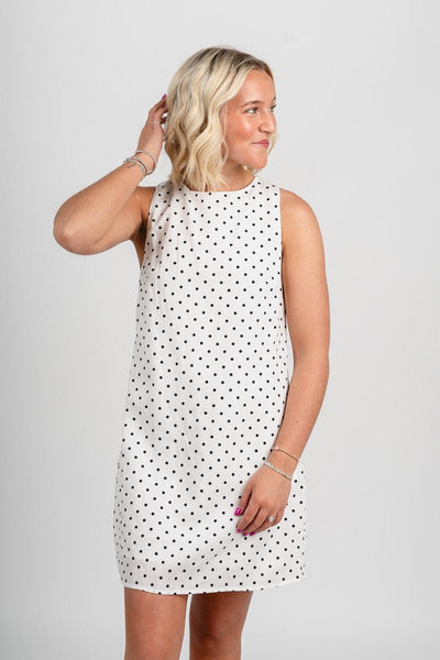 white dot dress Polka mini White/black White/black / Large Black Ruched Mesh Stretch Size:S - 38 This black and white Nova Purple