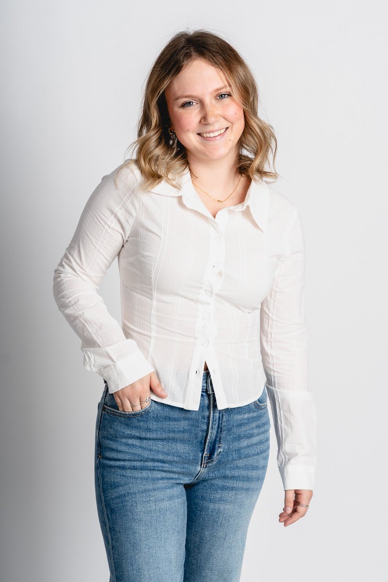 Pippa button up top off white