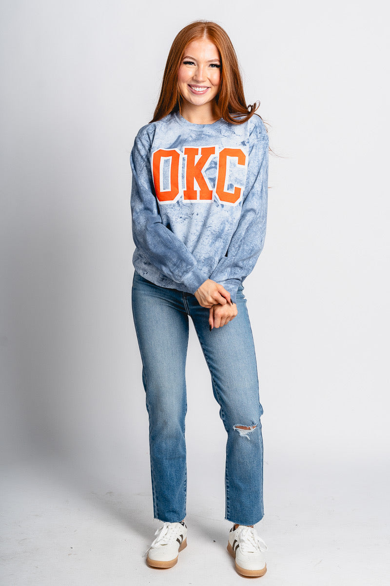 OKC tie dye sweatshirt ocean - Oklahoma City inspired graphic t-shirts at Lush Fashion Lounge Boutique in Oklahoma City