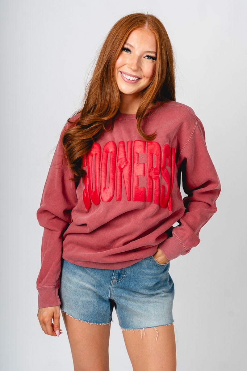 OU Sooners mono puff sweatshirt crimson
