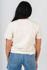 OU OU Sooners flag line crop t-shirt natural t-shirt | Lush Fashion Lounge Trendy Oklahoma University Sooners Apparel & Cute Gameday T-Shirts