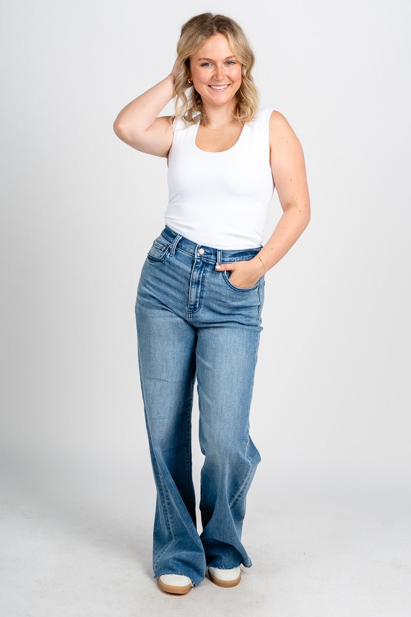 Daze far out high rise wide leg jeans right on | Lush Fashion Lounge: boutique women's jeans, fashion jeans for women, affordable fashion jeans, cute boutique jeans