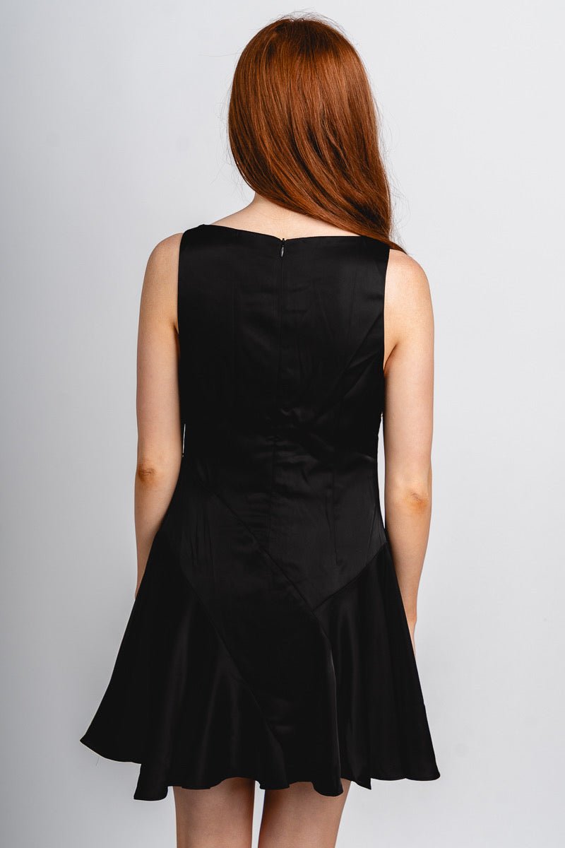 Cowl neck mini dress black