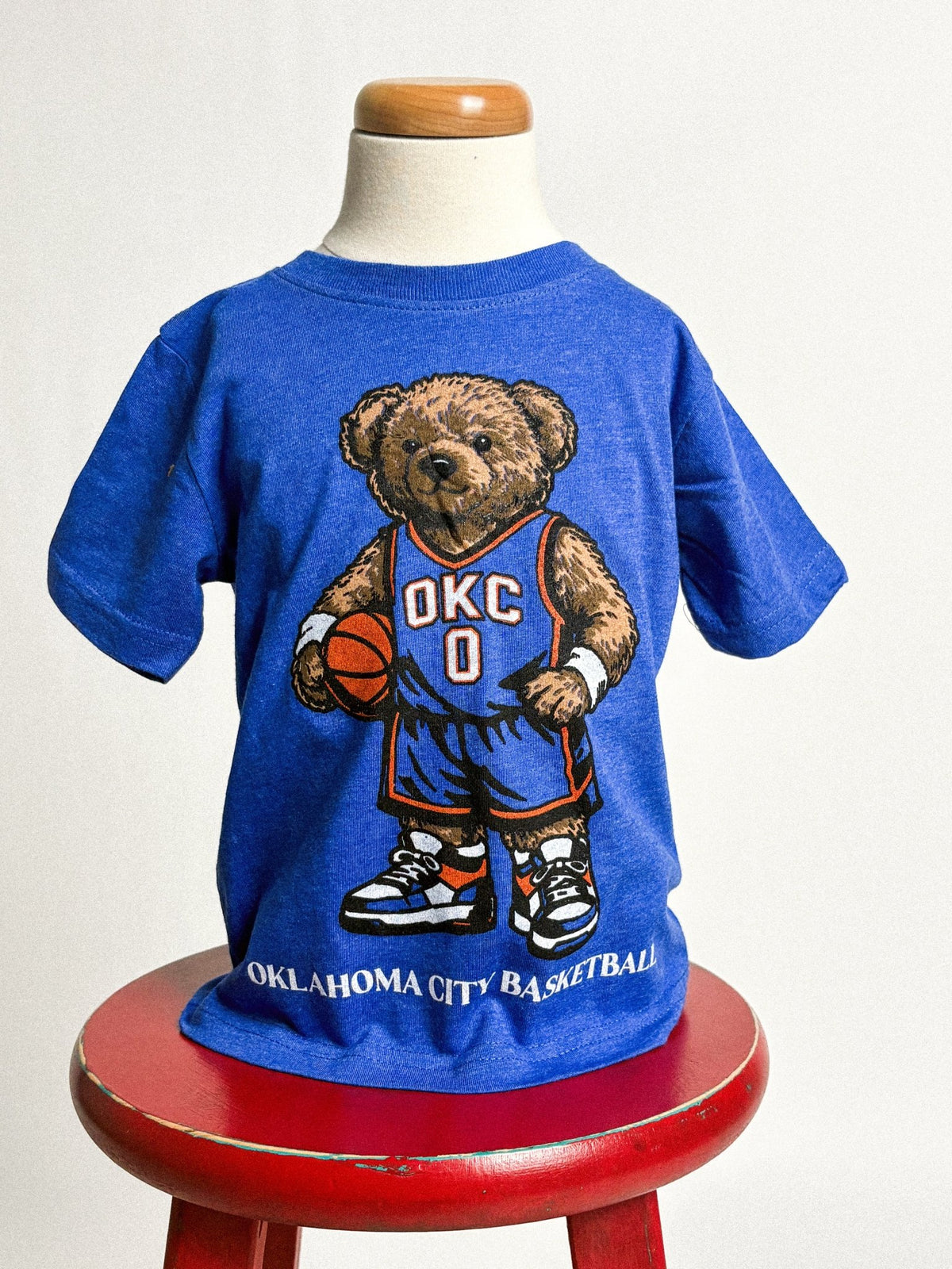 KIDS OKC basketball teddy bear tee royal - Cute T-shirt - Trendy Kids Apparel at Lush Fashion Lounge Boutique in Oklahoma City