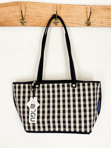 Baggu medium nylon reversible tote black mix - Trendy Bags at Lush Fashion Lounge Boutique in Oklahoma City
