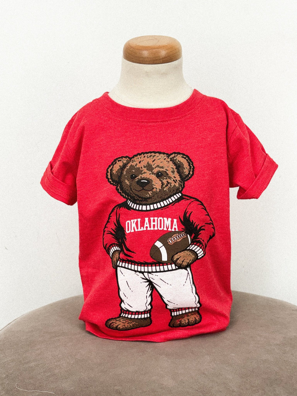 OU KIDS OU Sooners teddy bear t-shirt red T-shirt | Lush Fashion Lounge Trendy Oklahoma University Sooners Apparel & Cute Gameday T-Shirts