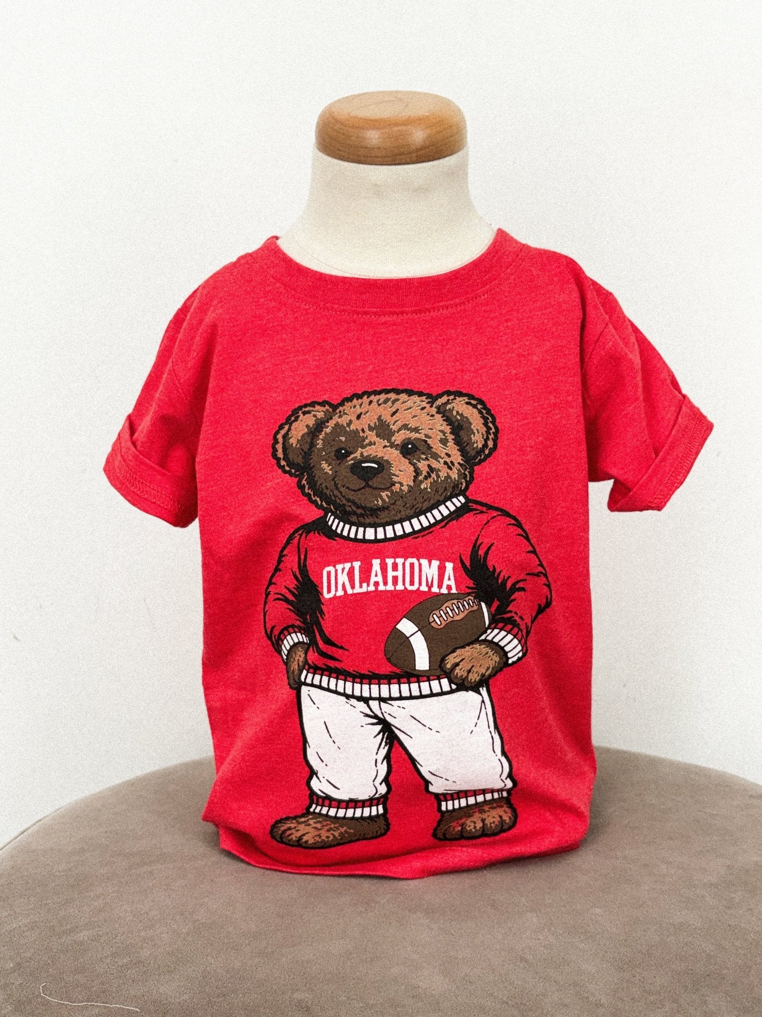 OU KIDS OU Sooners teddy bear t-shirt red T-shirt | Lush Fashion Lounge Trendy Oklahoma University Sooners Apparel & Cute Gameday T-Shirts
