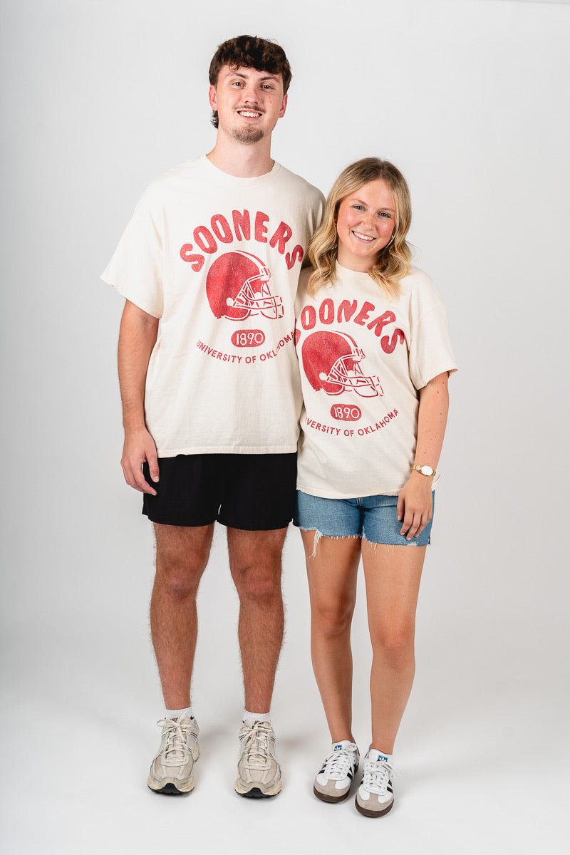 OU OU Sooners varsity stamp unisex t-shirt off white T-shirt | Lush Fashion Lounge Trendy Oklahoma University Sooners Apparel & Cute Gameday T-Shirts