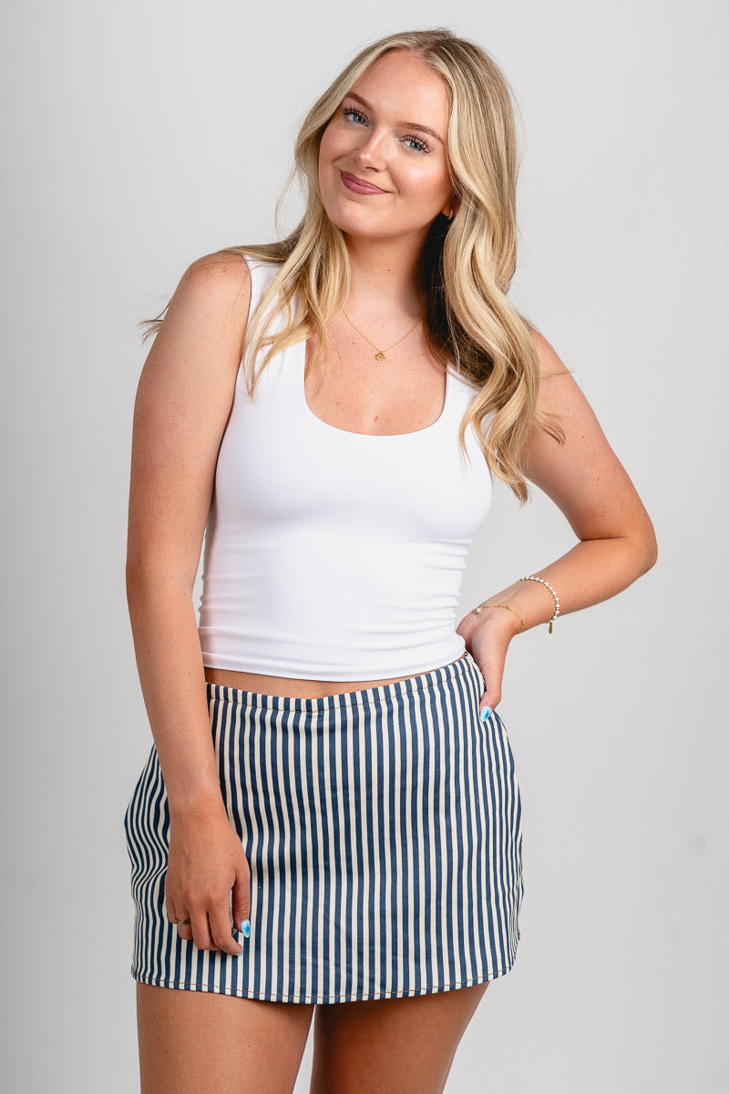 High rise striped skort blue/white