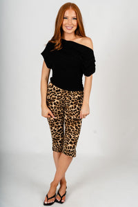 Leopard capri pants beige/black | Lush Fashion Lounge: women's boutique pants, boutique women's pants, affordable boutique pants, women's fashion pants