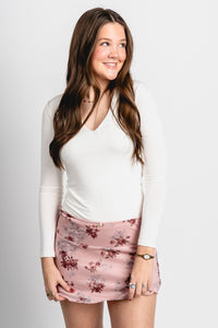 Floral mesh mini skirt rose - Cute Valentine's Day Outfits at Lush Fashion Lounge Boutique in Oklahoma City