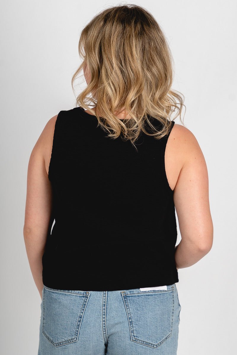 Boxy crop tank top black