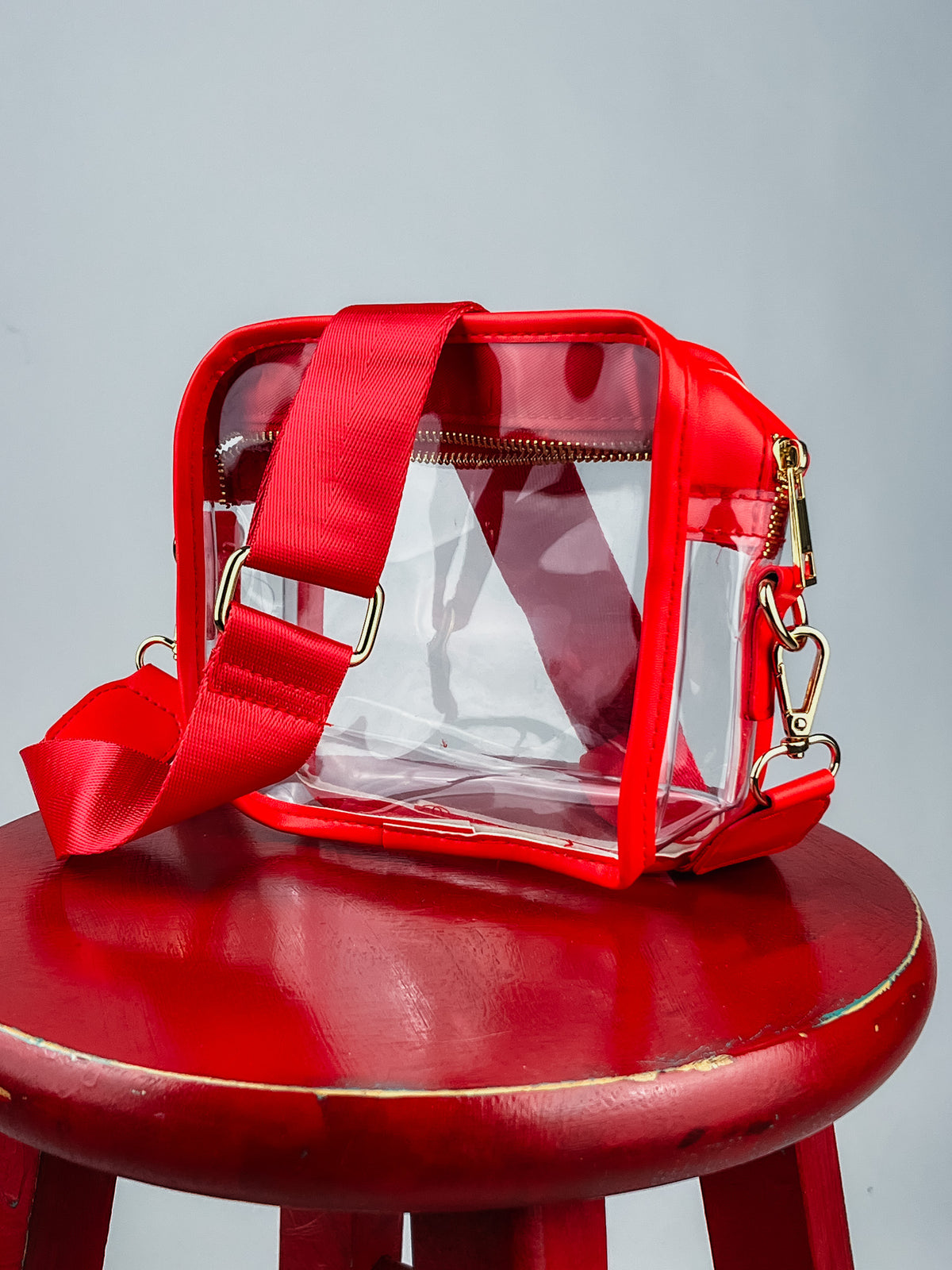 Clear crossbody bag red - Trendy Bags at Lush Fashion Lounge Boutique in Oklahoma City