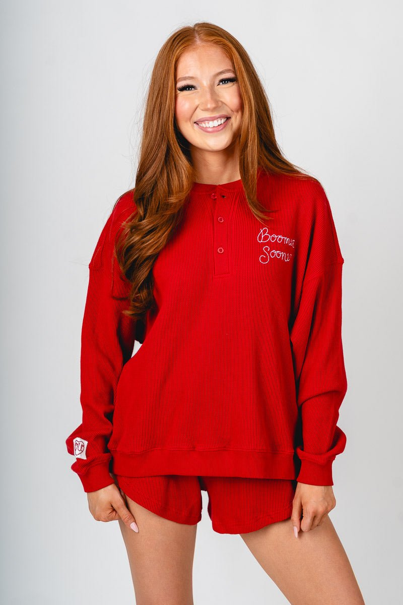 OU Sooners stitched waffle top red