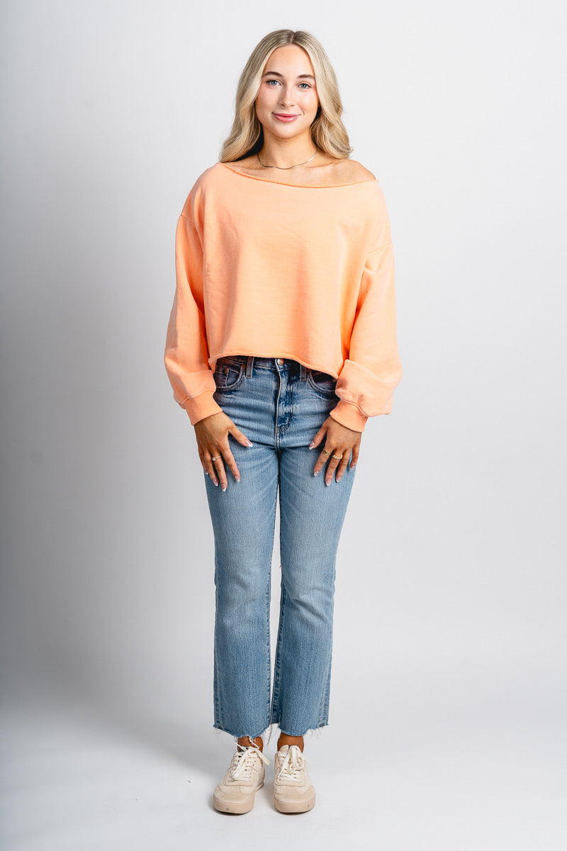 Off shoulder sweatshirt light orange