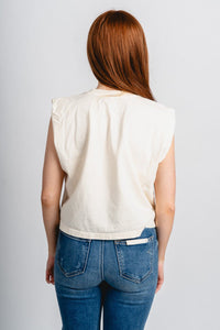 OKC basketball swoosh muscle tank cream - Vintage OKC Basketball T-Shirts at Lush Fashion Lounge Boutique in Oklahoma City