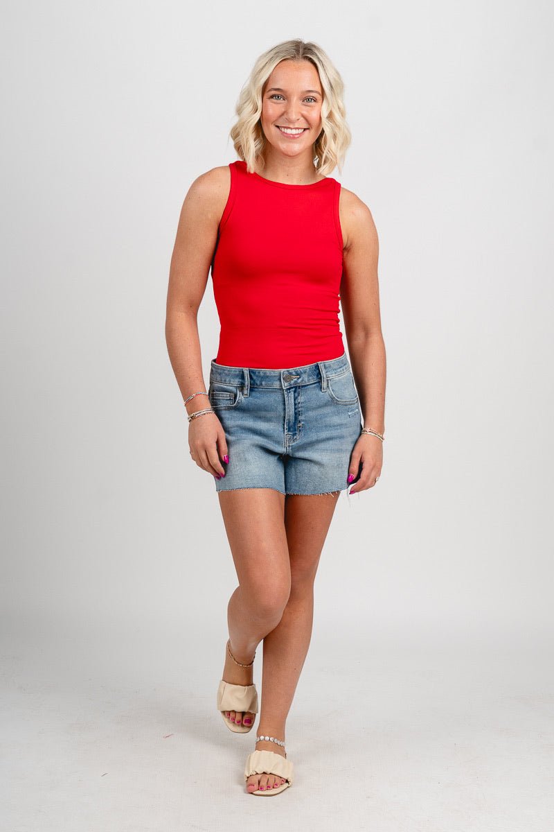 Sleeveless bodysuit ruby - Stylish Bodysuit - Trendy American Summer Fashion at Lush Fashion Lounge Boutique in Oklahoma