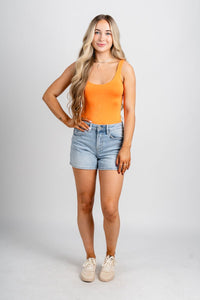 Scoop neck sleeveless bodysuit orange - Trendy OKC Thunder T-Shirts at Lush Fashion Lounge Boutique in Oklahoma City