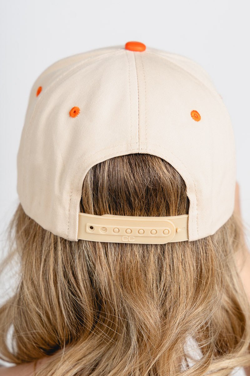 Oklahoma City cursive checkered hat orange - Oklahoma City inspired graphic t-shirts at Lush Fashion Lounge Boutique in Oklahoma City