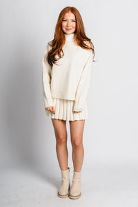 Mock neck sweater cream – Unique Sweaters | Lounging Sweaters and Womens Fashion Sweaters at Lush Fashion Lounge Boutique in Oklahoma City