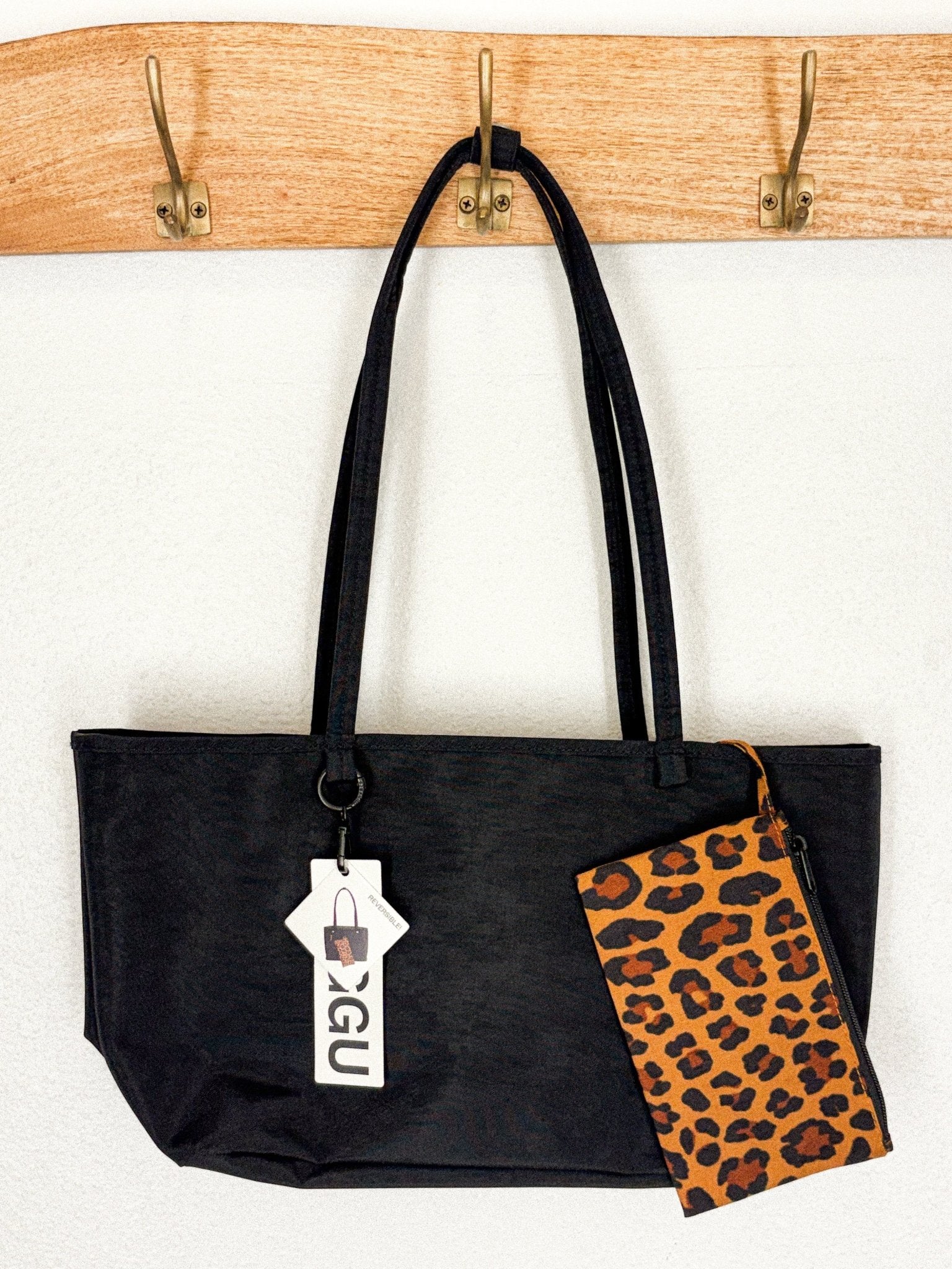 Baggu medium nylon reversible tote leopard mix - Trendy Bags at Lush Fashion Lounge Boutique in Oklahoma City