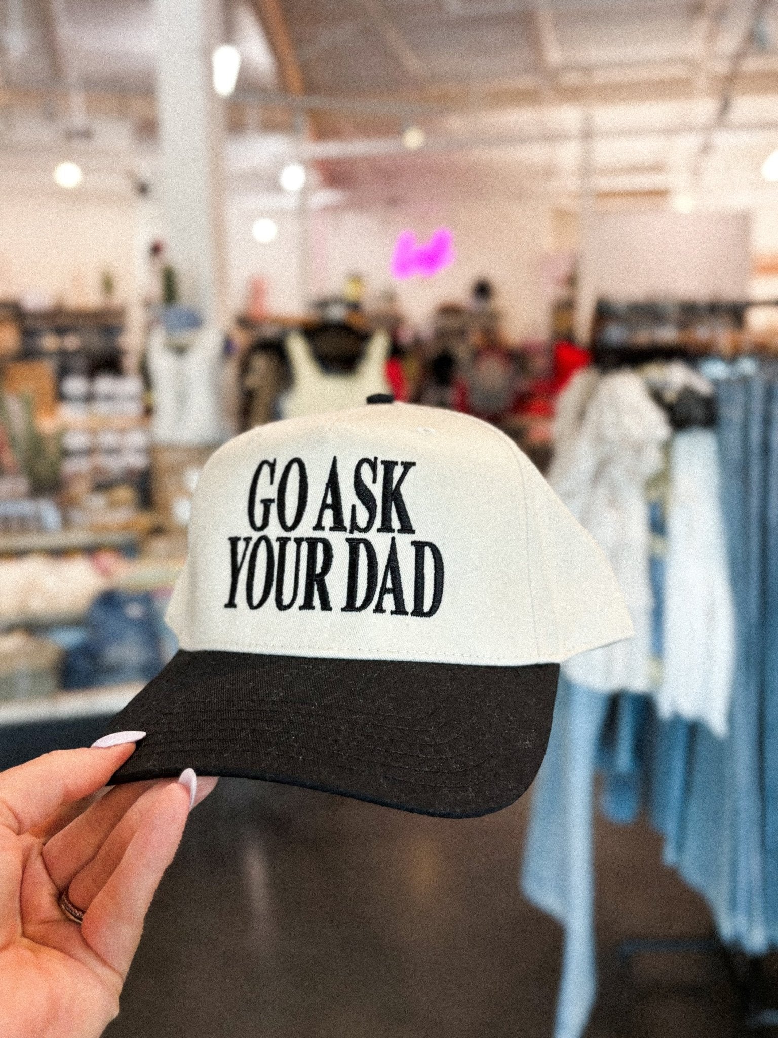 Go ask your dad hat natural/black - Trendy Gifts at Lush Fashion Lounge Boutique in Oklahoma City