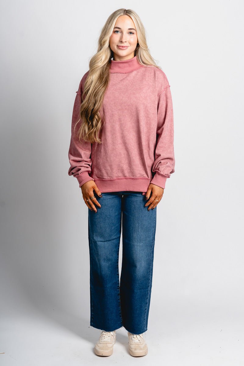 Mock neck sweatshirt mauve