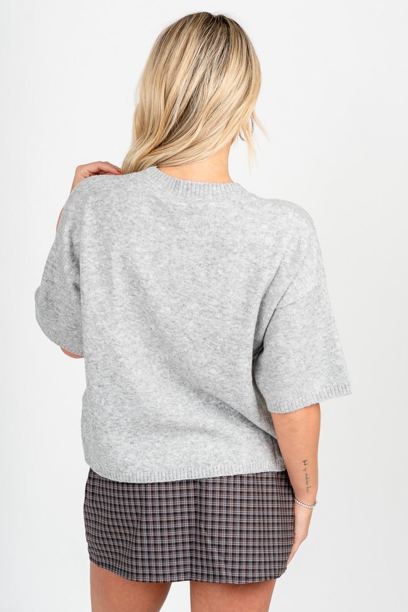 Short sleeve sweater heather grey