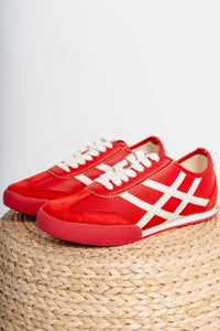 Polly criss cross sneaker red - Trendy shoes - Fashion Shoes at Lush Fashion Lounge Boutique in Oklahoma City