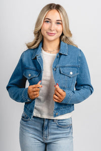 Denim jacket blue – Trendy Jackets | Cute Fashion Blazers at Lush Fashion Lounge Boutique in Oklahoma City