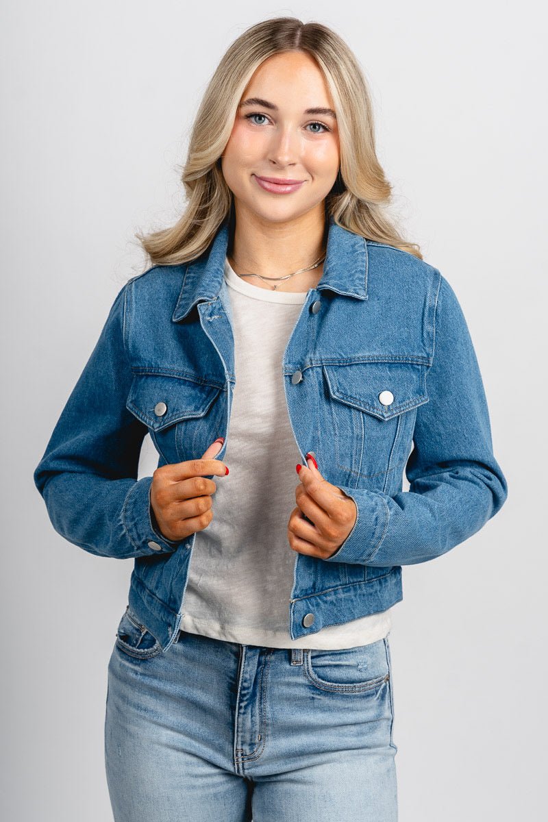 Denim jacket blue – Trendy Jackets | Cute Fashion Blazers at Lush Fashion Lounge Boutique in Oklahoma City