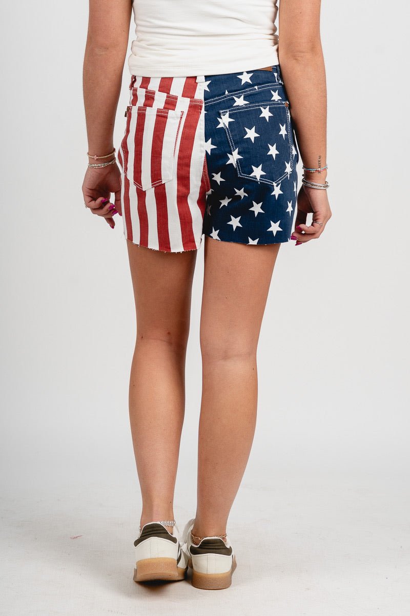 High rise American flag shorts red/white/blue